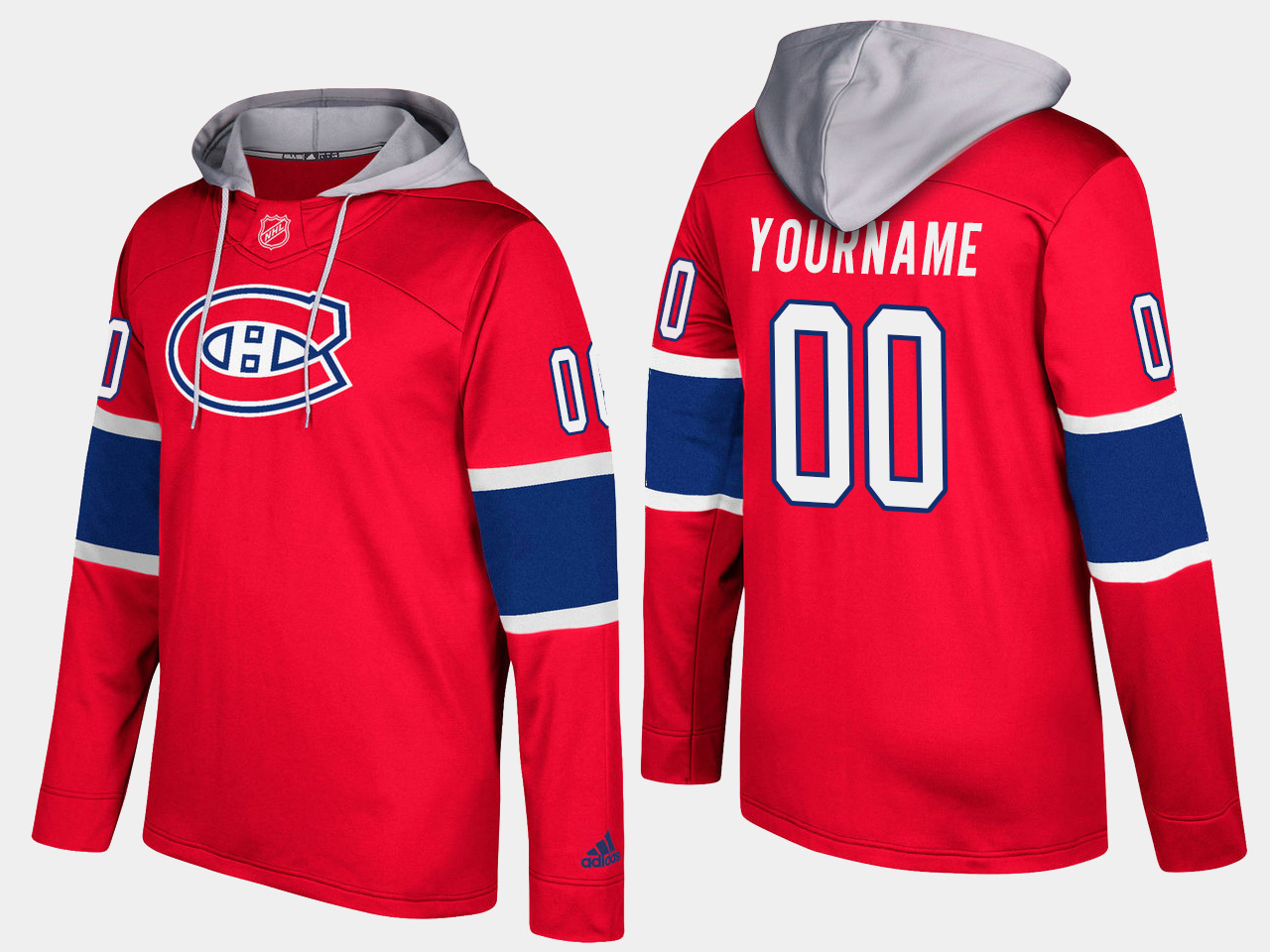 Men NHL Montreal canadiens customized red hoodie
